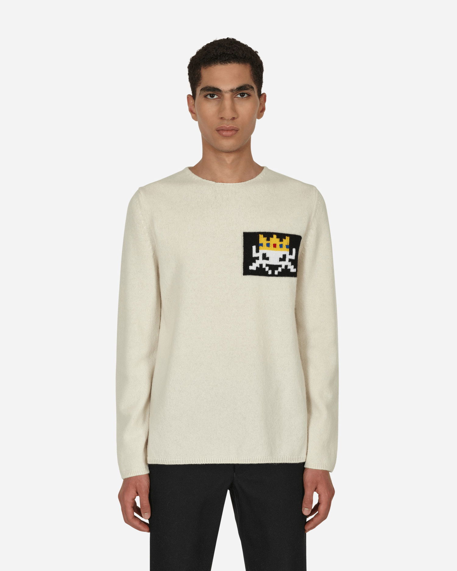 Pleteni pulover Comme des Garçons Invader Knit Sweater Bež | FJ-N006-W22 3, 1