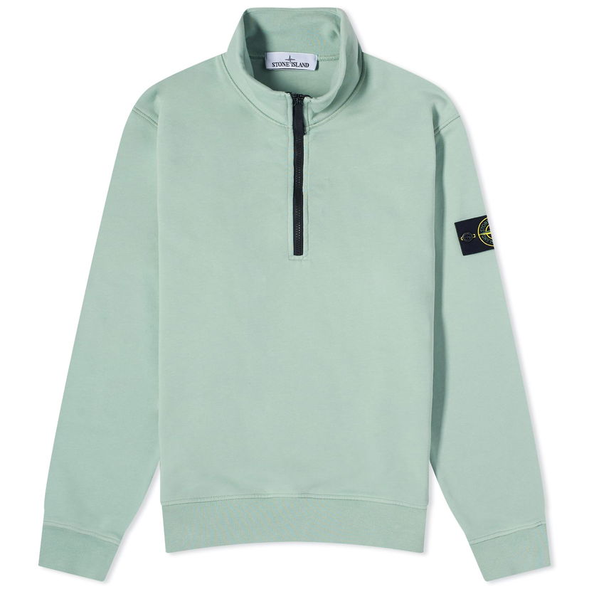 Pleteni pulover Stone Island Garment Dyed Half Zip Sweat Zelena | 801561951-V0052