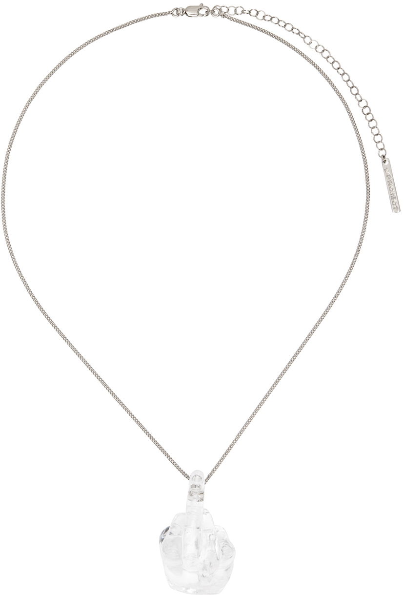 Ogrlica Y/PROJECT Silver Midi Fuck U Necklace Kovinski | 640NE013