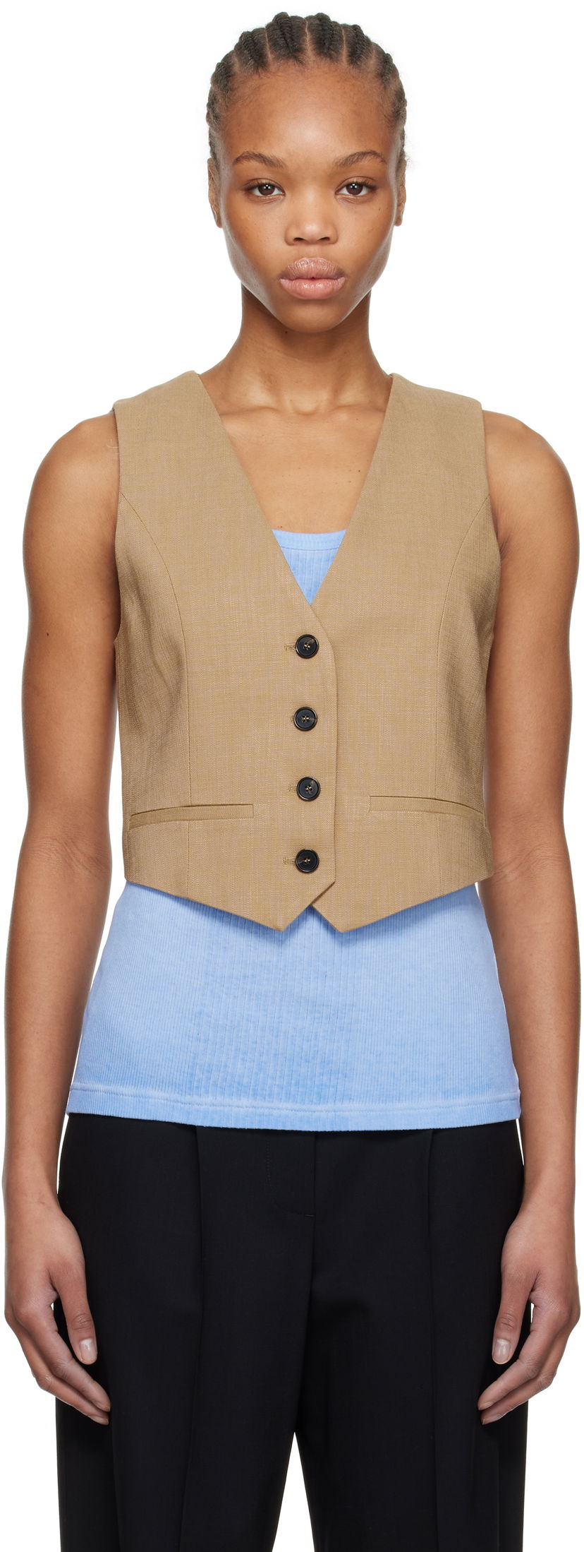 Telovnik MSGM MSGM Button Vest Rjava | 3841MDW01 257106