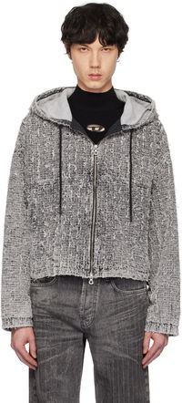 Diesel De-Flow-S1 Frayed Denim Zip-Up Hoodie