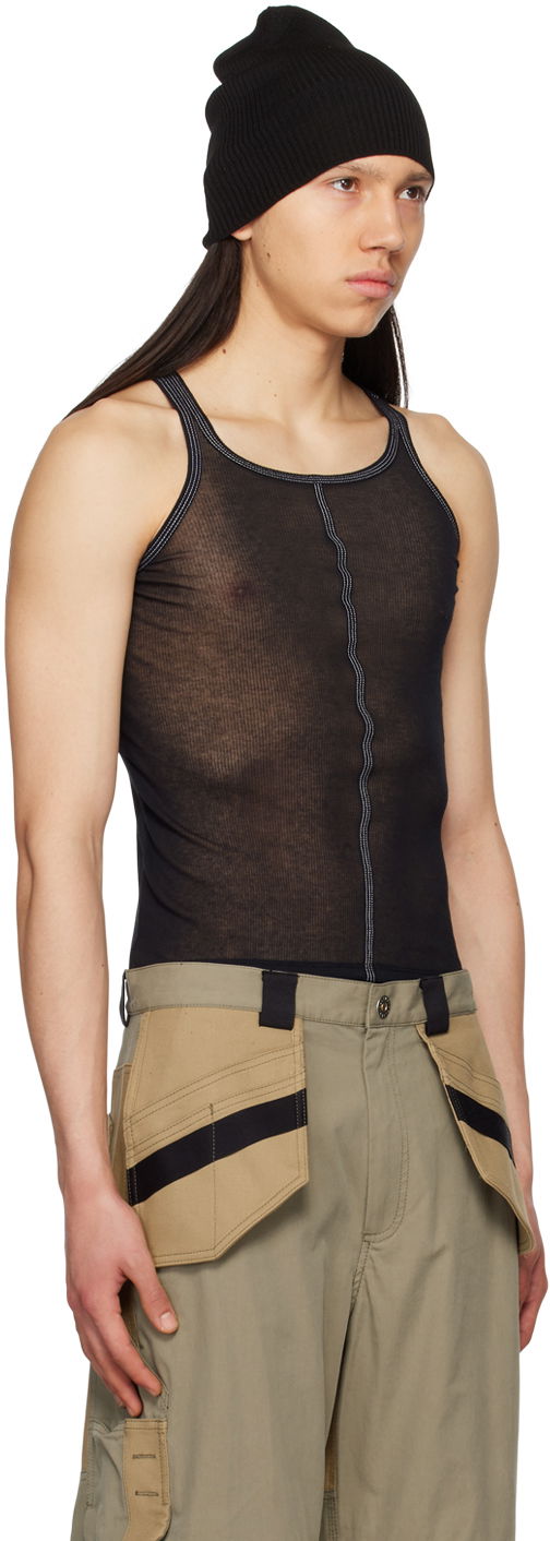 Majica brez rokavov Dion Lee Black Semi-Sheer Tank Top Črna | C3131S23, 1