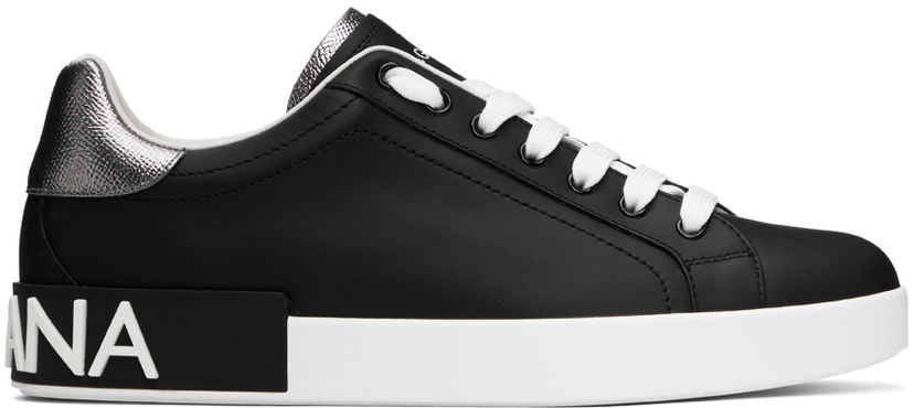 Superge in čevlji Dolce & Gabbana Black Portofino Sneakers Črna | CS2216AH527