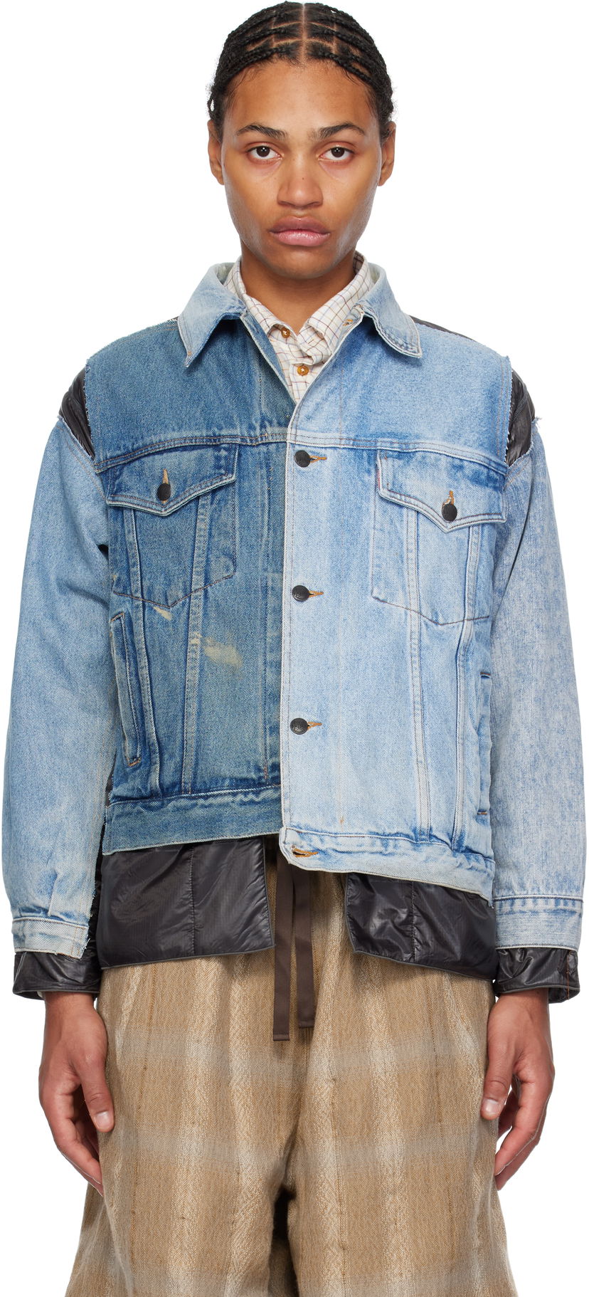Jakna Needles Denim Jacket with Nylon Panels Modra | PU337