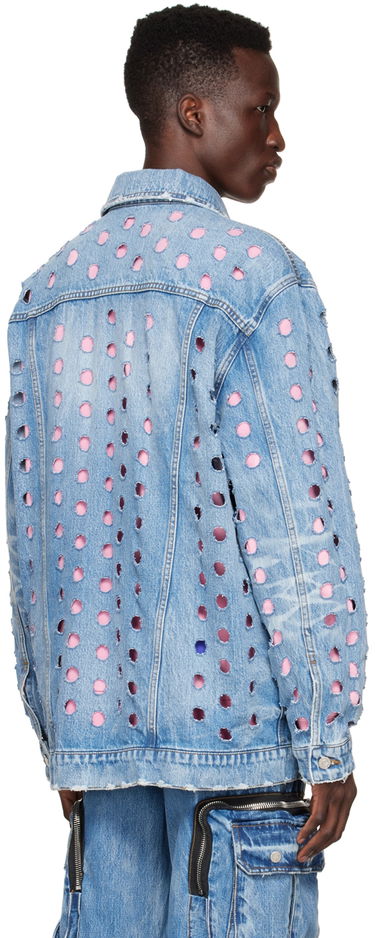 Jakna We11done We11done Logo Distressed Denim Jacket Modra | WD-DJ1-22-355-U-BL, 2