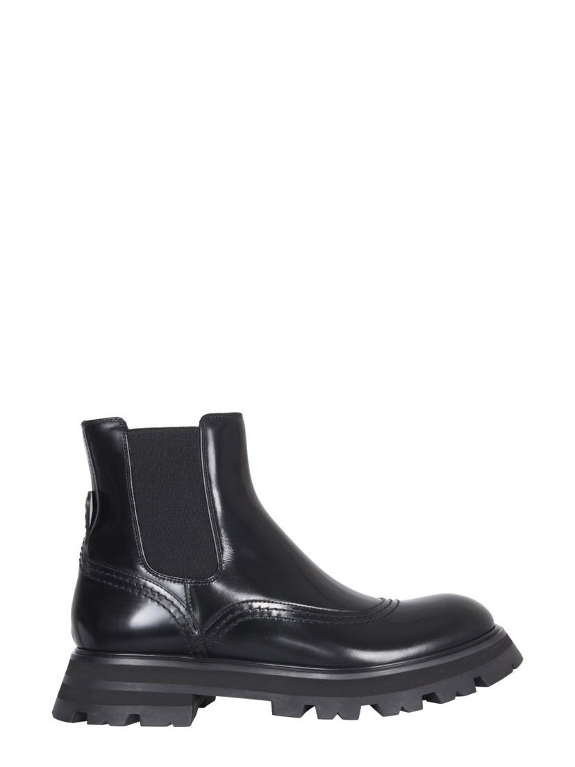 Superge in čevlji Alexander McQueen Alexander McQueen Leather Ankle Boots Črna | 666367WHZ841000