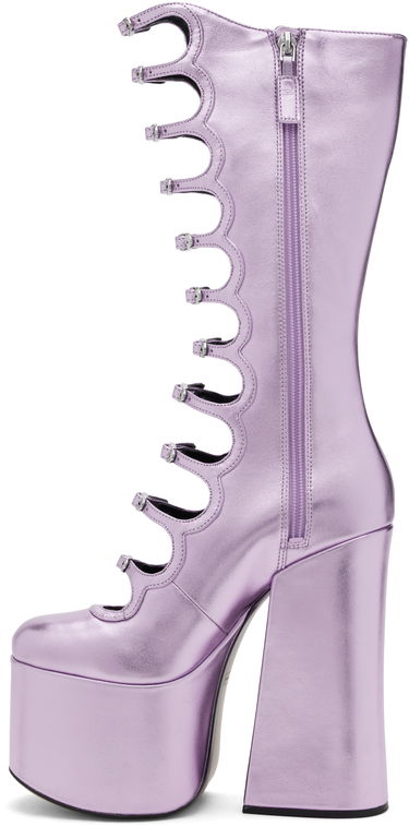 Nega čevljev Marc Jacobs Marc Jacobs 'The Metallic Kiki' Knee-High Platform Boots Lila | 2R4FBO001F01, 2