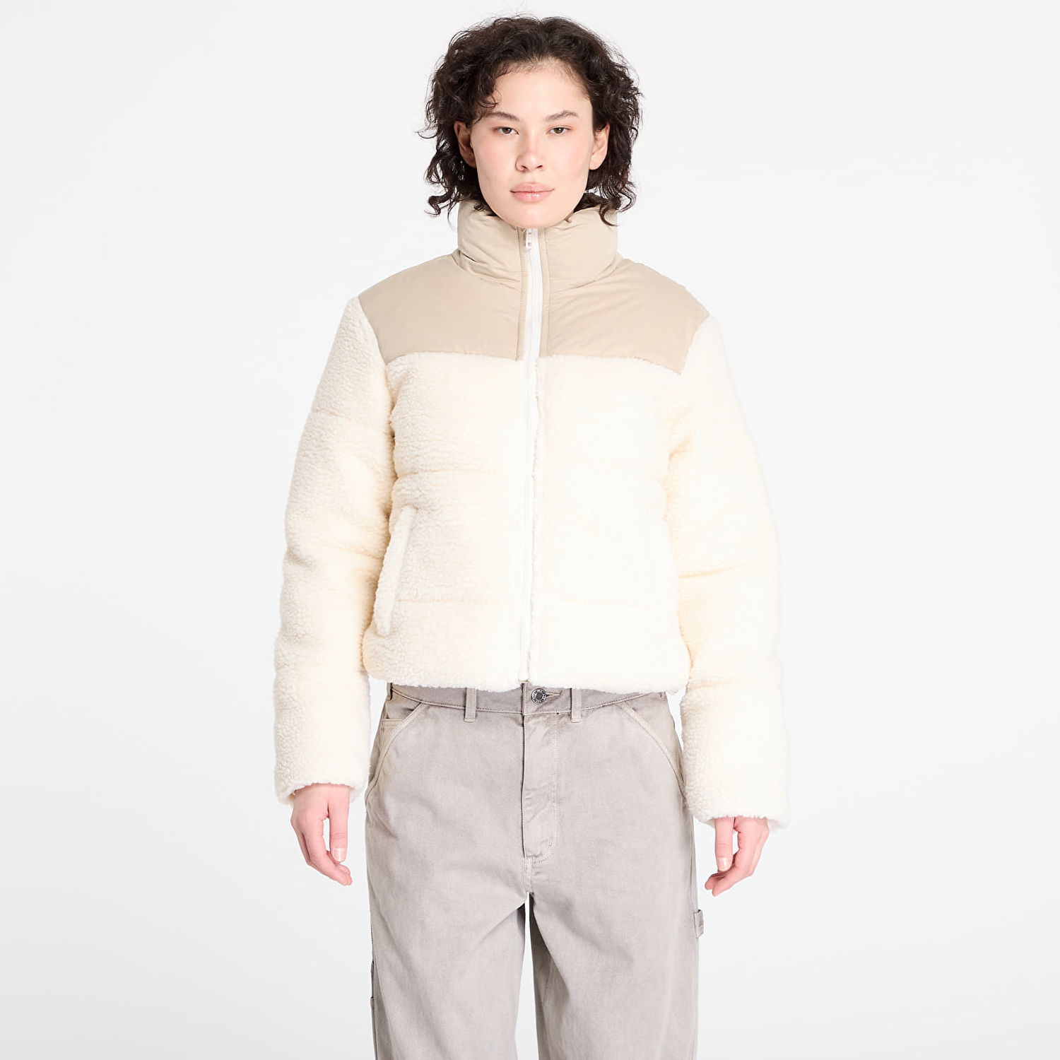 Puhovka Urban Classics Sherpa Mix Puffer Jacket Bež | TB6147-04737, 0