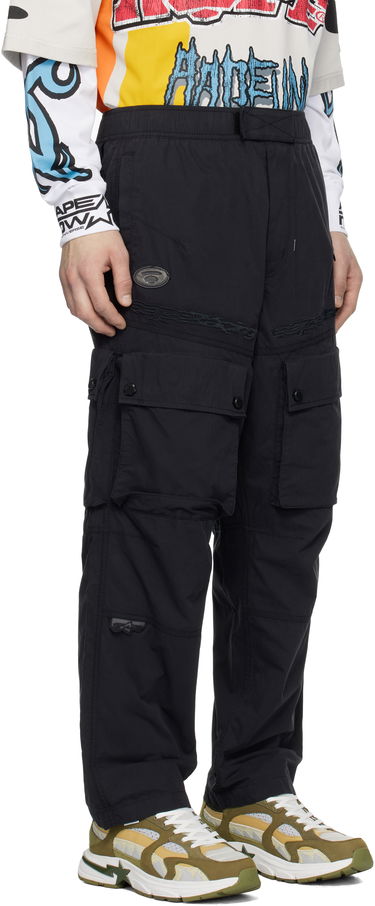 Cargo hlače AAPE by A Bathing Ape AAPE by A Bathing Ape Moonface Logo Utility Cargo Pants Črna | AAPPTMB633XXNBKX, 1