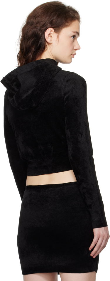 Pulover Alexander Wang Alexander Wang Cropped Velour Hoodie Črna | 4KC4241002, 2