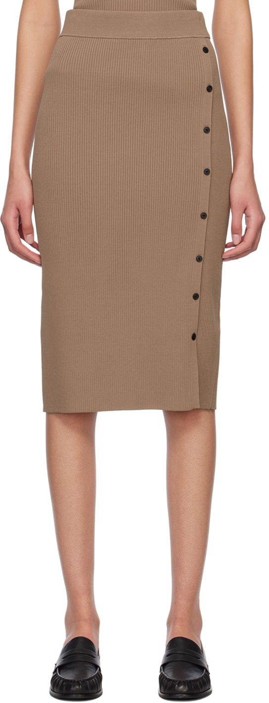 Krila rag & bone Asher Midi Buttoned Ribbed Skirt Rjava | WAS23S026YL26