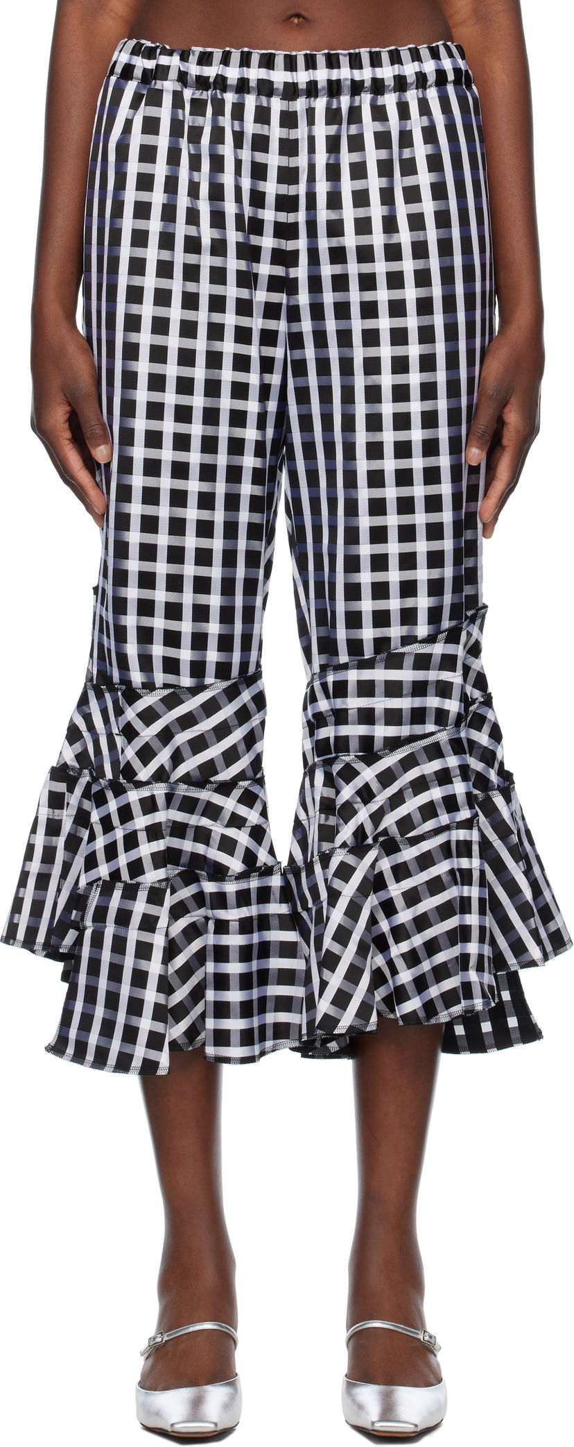 Kratke hlače Comme des Garçons Comme des Garçons Check Ruffle Cropped Trousers Črna | RO-P010-051-1