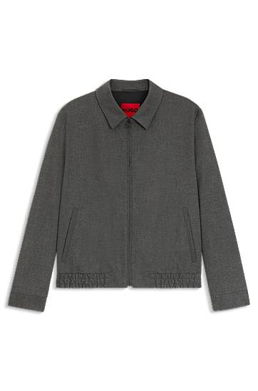 Jakna BOSS Slim-Fit Stretch Flannel Jacket Siva | 50547290