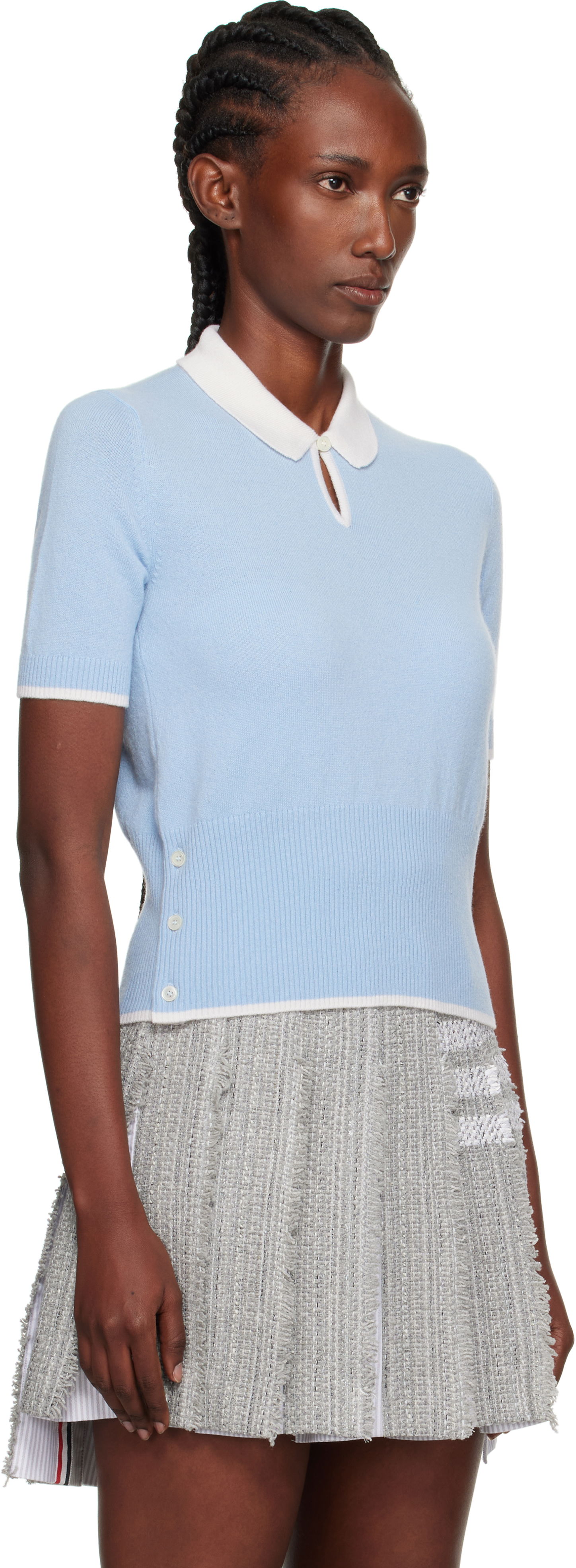 Polo majica Thom Browne Thom Browne Stitch Cashmere Polo Modra | FKP122A-Y2001, 1