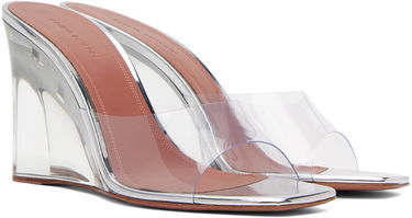 Modni dodatki Amina Muaddi Amina Muaddi Lupita Glass Wedge Slippers Kovinski | LUPITA GLASS WEDGE PLEXI WEDGE P, 3