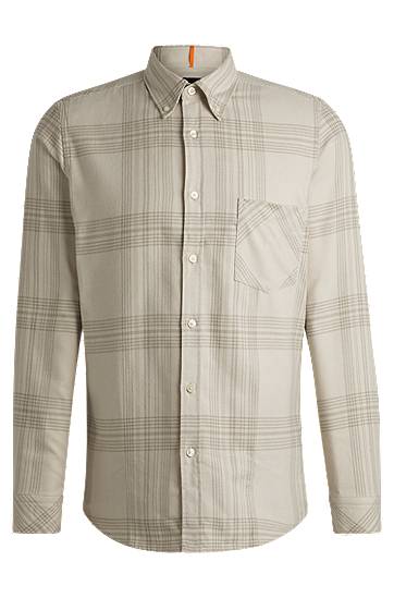 Srajce BOSS Regular-Fit Cotton Flannel Shirt Bež | 50530843