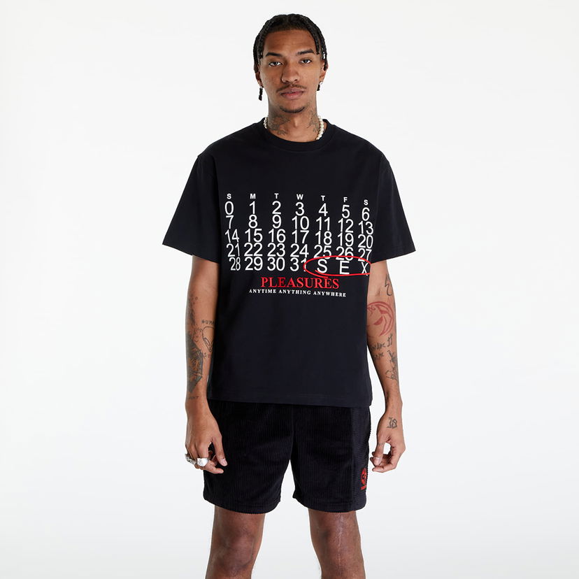 Majica Pleasures Calendar Heavyweight T-Shirt Črna | P24SP002 BLACK