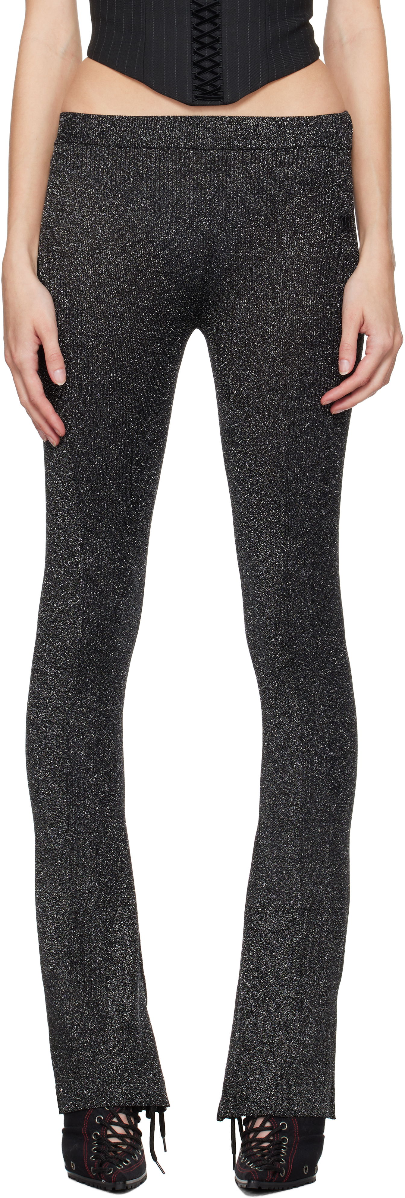 Pajkice MISBHV Knitted Flared Trousers Črna | 241W307, 0
