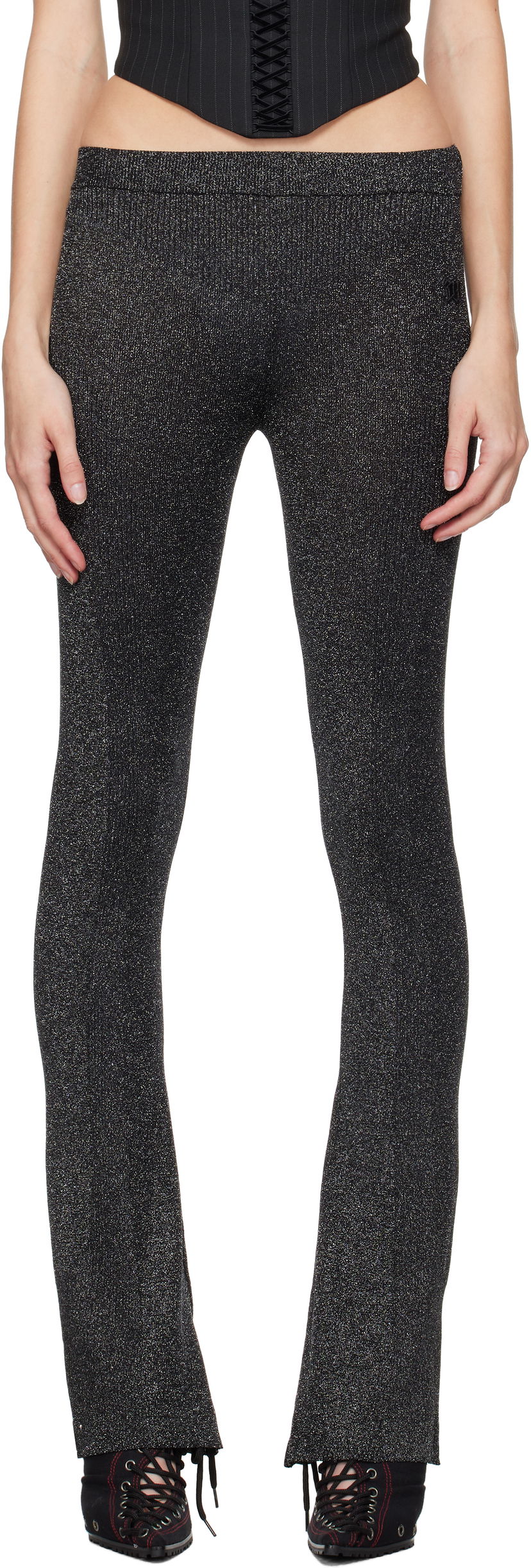 Pajkice MISBHV Knitted Flared Trousers Črna | 241W307