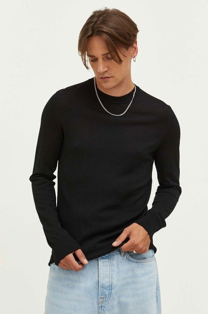 Pleteni pulover Samsoe Samsoe Lightweight Wool Sweater Samsoe Samsoe Črna | M19322950
