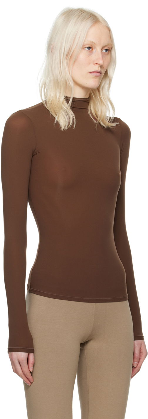 Pleteni pulover SKIMS SKIMS Fits Everybody Turtleneck Top Rjava | AP-TTN-1230, 1