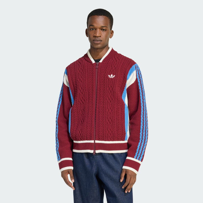 Bomber jakna adidas Performance Retro Remix Knit Bomber Jacket Bordo | KR7633
