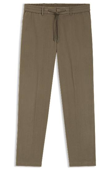 Hlače BOSS Relaxed-fit stretch Tech Corduroy trousers Zelena | 50549390