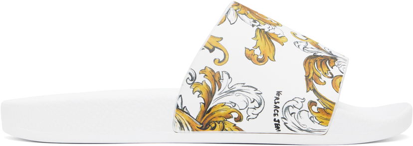 Modni dodatki Versace Versace Jeans Couture Outline Barocco Pool Slides Bela | E78VA3SQ3_EZS365