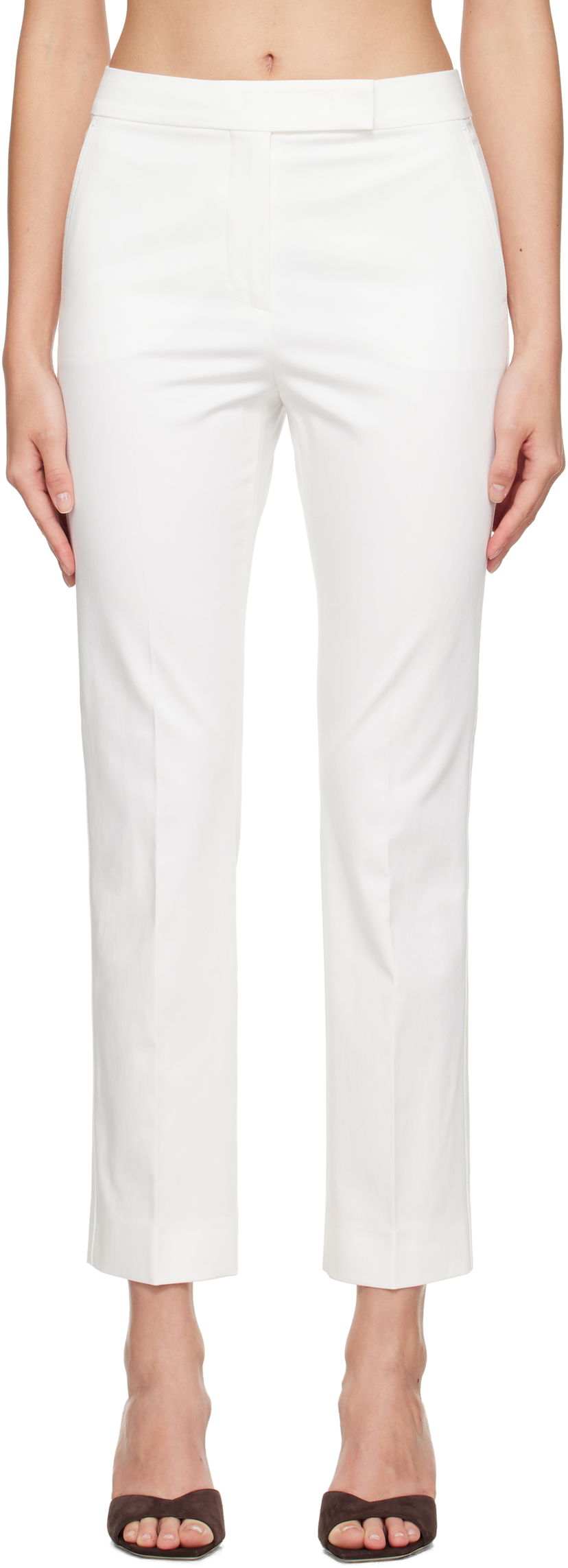 Hlače Max Mara Max Mara Okra Cropped Trousers Bela | 2511131072600