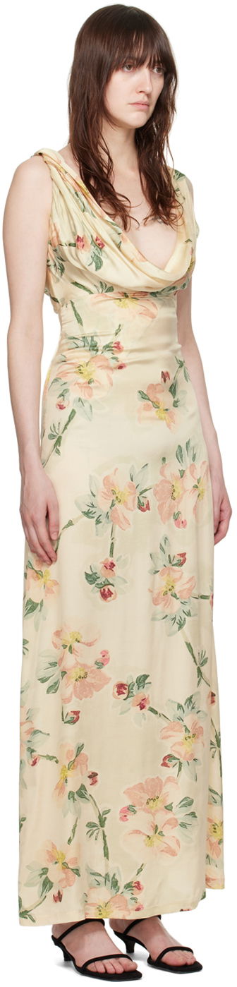 Obleke TOTEME TOTEME Women's Floral Print Twist Maxi Dress Bež | 243-WRD1924-FB0220, 1