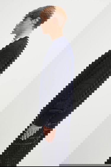 Pleteni pulover KENZO Kenzo Gots Kenzo Weave Patterned V-Neck Cardigan Mornarica | FF55CA7073CB, 1