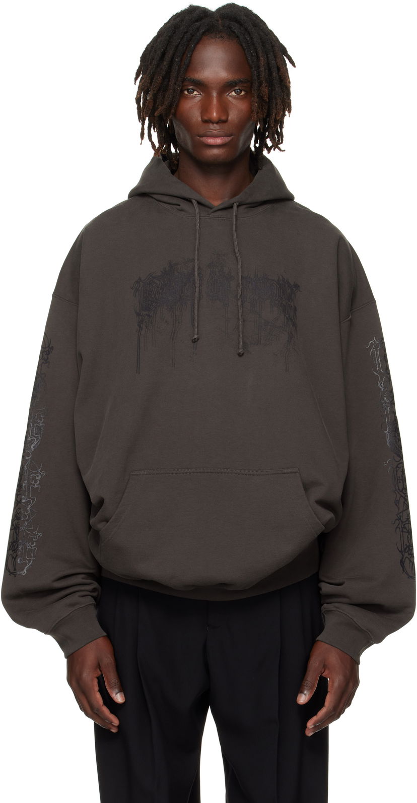 Pulover VETEMENTS Vetements Cradle of Filth Dripping Logo Oversized Hoodie Siva | UCF76HD450C