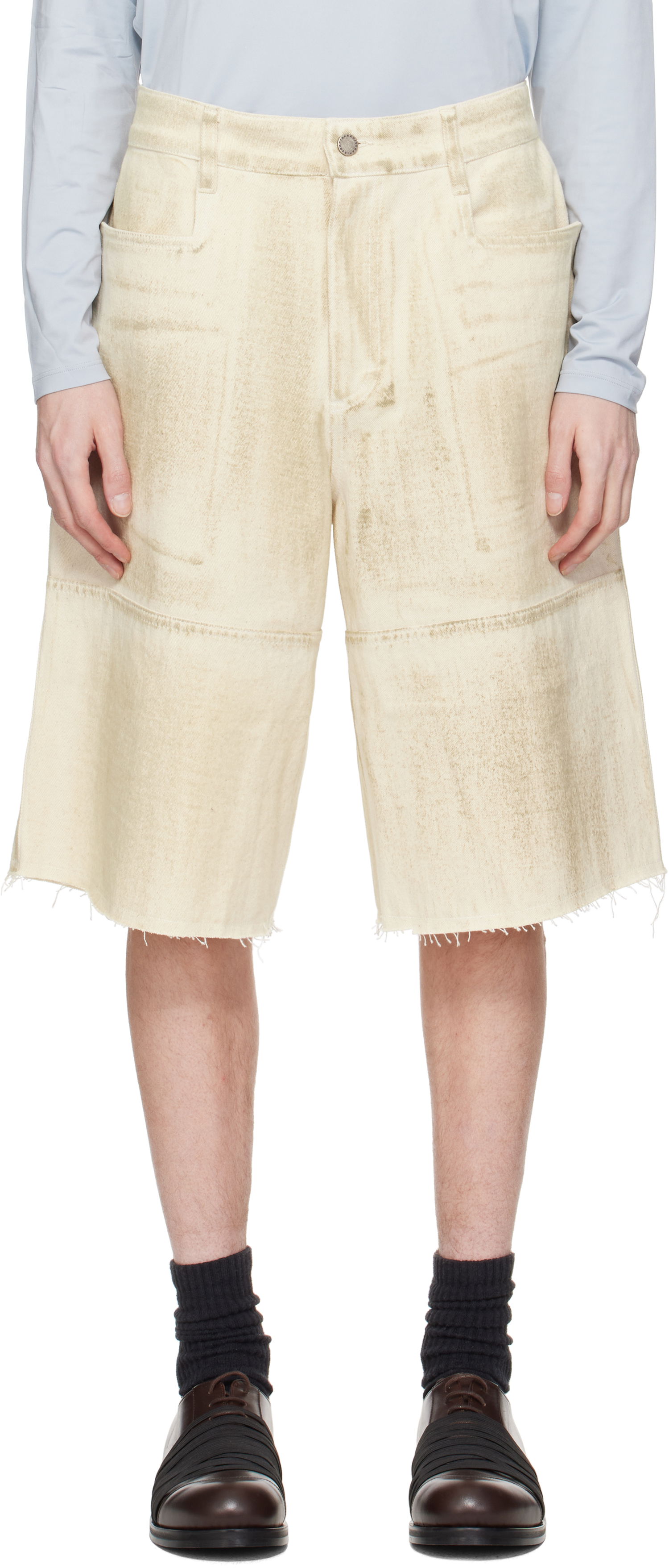Kratke hlače Serapis Serapis Tar-Painted Wide Sailor Shorts Bež | SS25_WS_4, 0