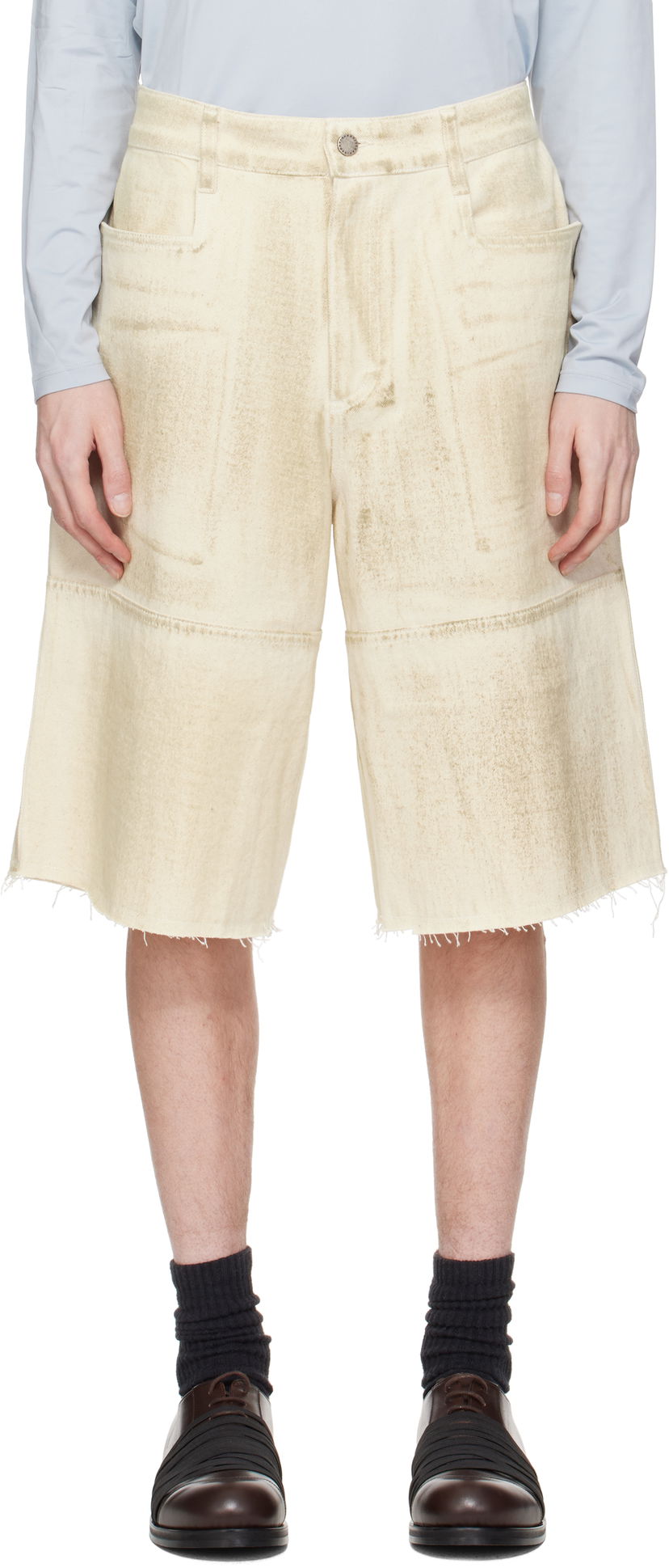 Kratke hlače Serapis Serapis Tar-Painted Wide Sailor Shorts Bež | SS25_WS_4