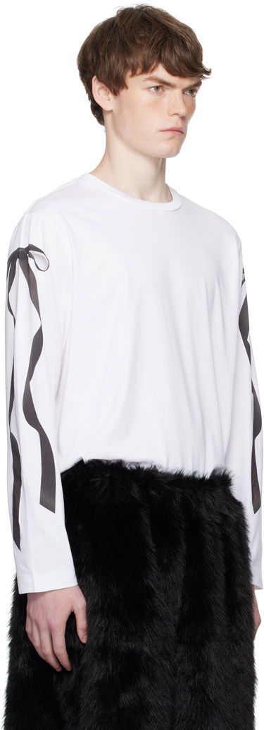 Majica Simone Rocha Simone Rocha Ribbon Bow Tail Long Sleeve T-Shirt Bela | 5194P54-M 0569, 1