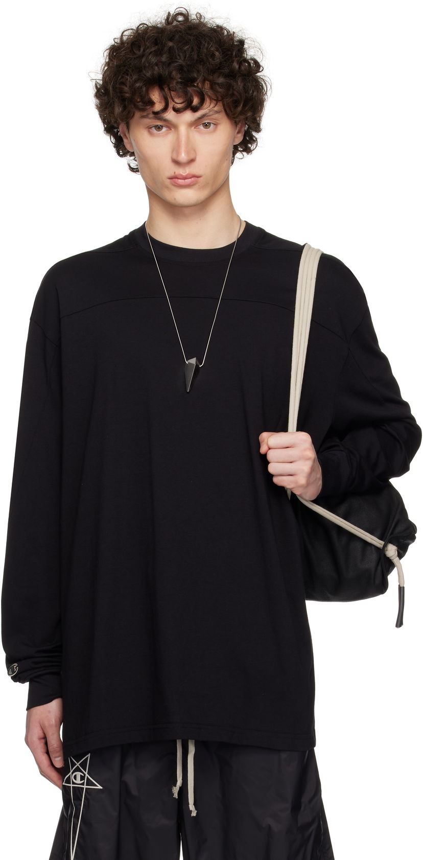 Majica Rick Owens Rick Owens Champion Edition Girdered Long Sleeve T-Shirt Črna | CM01E1672 CHJG JERSEY