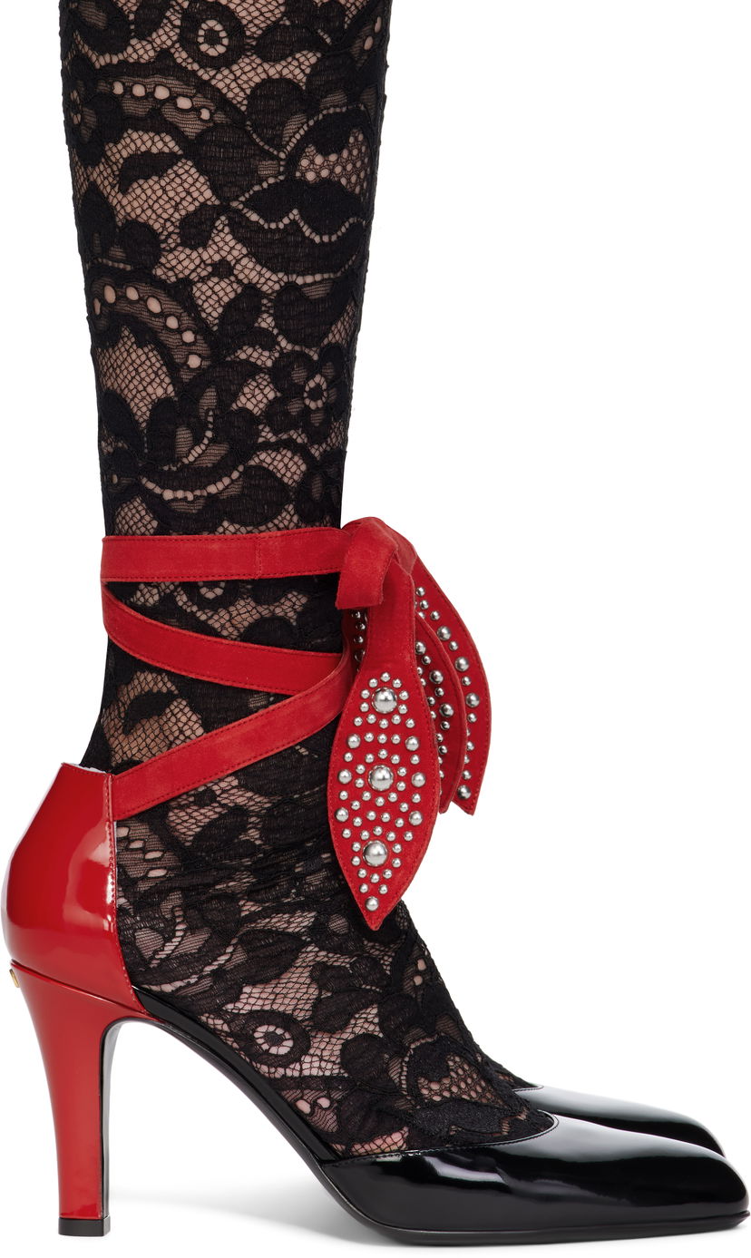 Superge in čevlji Valentino Valentino Garavani Foliefoliage Lace Heels Črna | 6W0S0LT5UTM