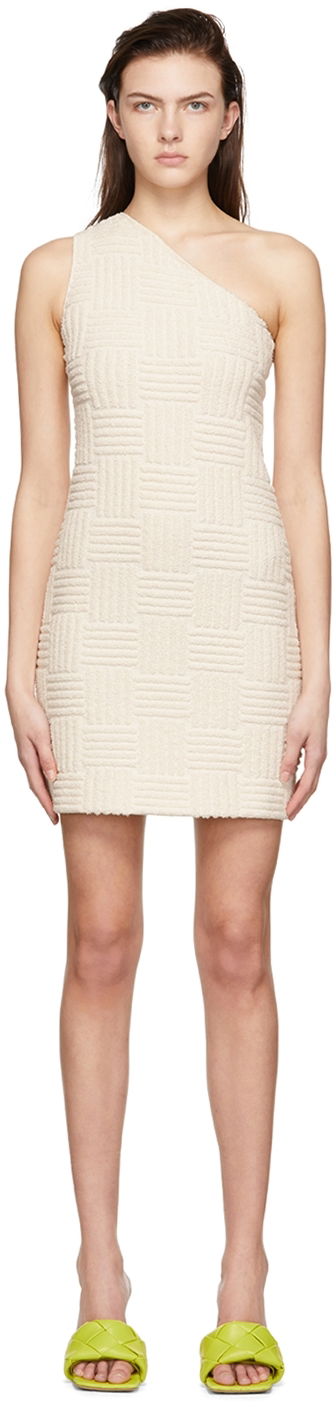 Obleke Bottega Veneta Toweling One-Shoulder Mini Dress Bela | 686309 V1LW0