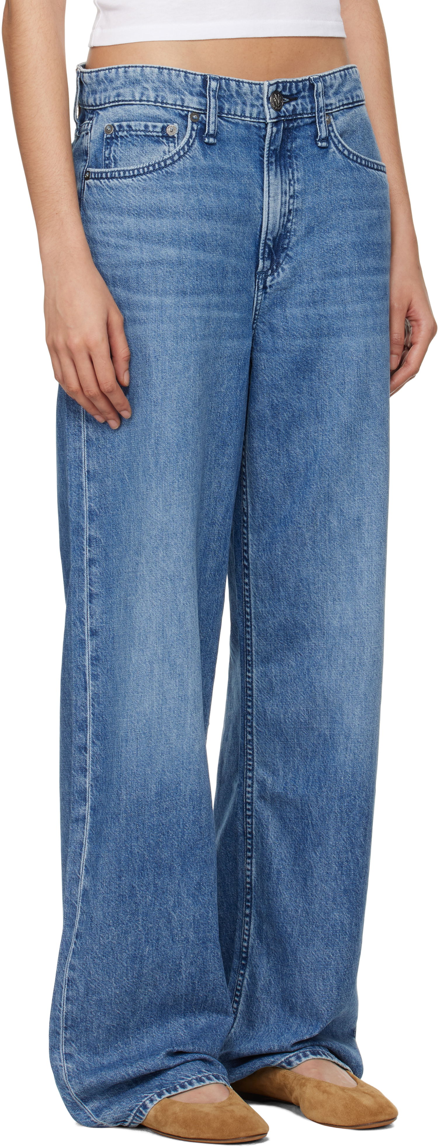 Kavbojke rag & bone Rag & Bone 'The Logan' Mid-Rise Wide Leg Jeans Modra | WDD24F29351FRI, 1