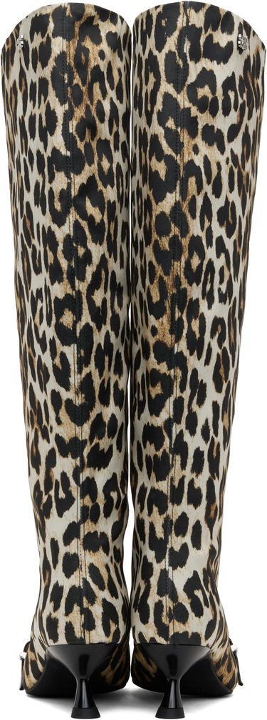 Modni dodatki GANNI GANNI Slouchy Leopard-Print Kitten Heel Boots Večbarvna | S2877, 1