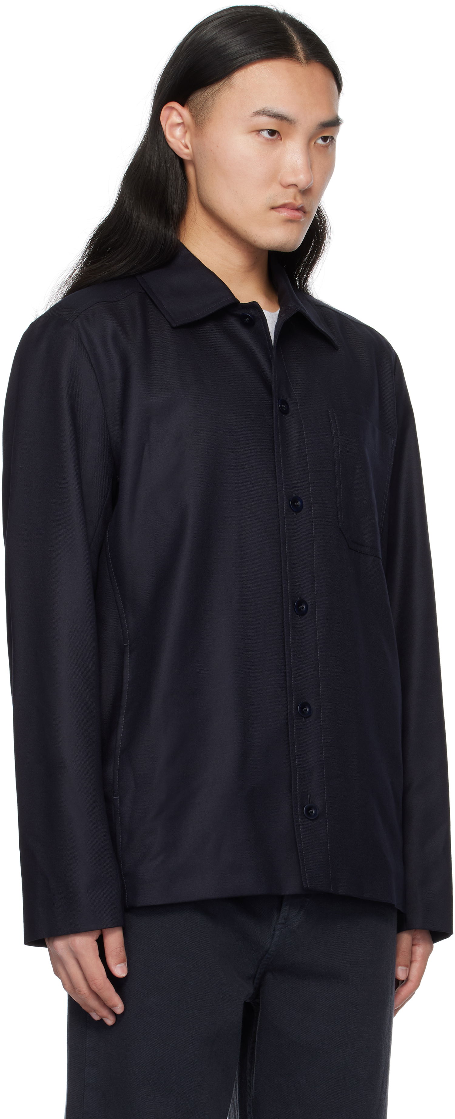 Srajce A.P.C. Button-Up Regular-Fit Overshirt Modra | LYAAV-H02991, 1