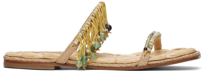 Modni dodatki Dries Van Noten Dries Van Noten Embellished Raffia Sandals Bež | WS241-1104-803