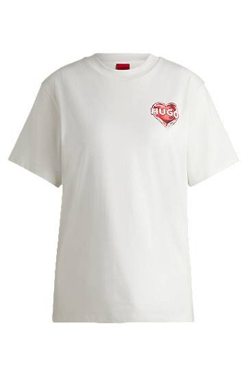 Majica BOSS HUGO Graphic Print Cotton-Jersey T-Shirt Bela | 50534545
