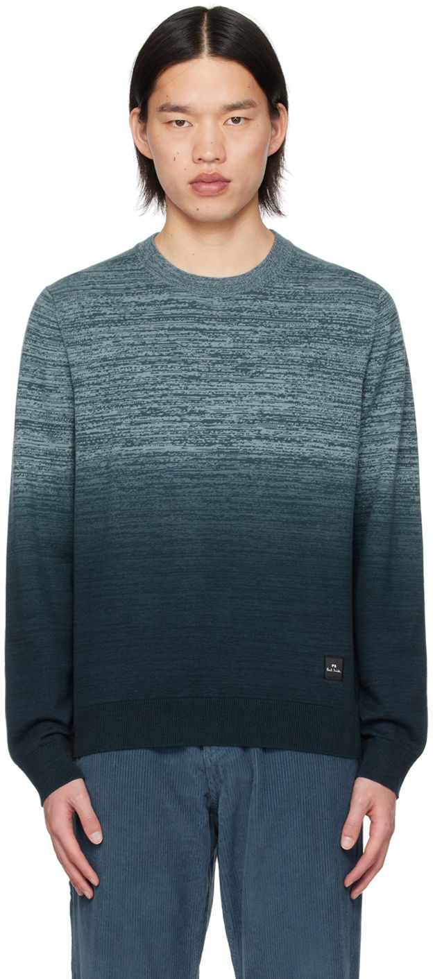 Pleteni pulover Paul Smith PS Paul Smith Crewneck Space Dye Sweater Modra | M2R-582Y-M22080-48