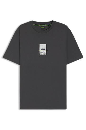 Majica BOSS Relaxed Fit Stretch Cotton T-Shirt with Photo Print Siva | 50545869