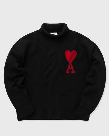 Pleteni pulover AMI ADC Large Funnel Knit Sweater Črna | BFUKS406-018-009, 3