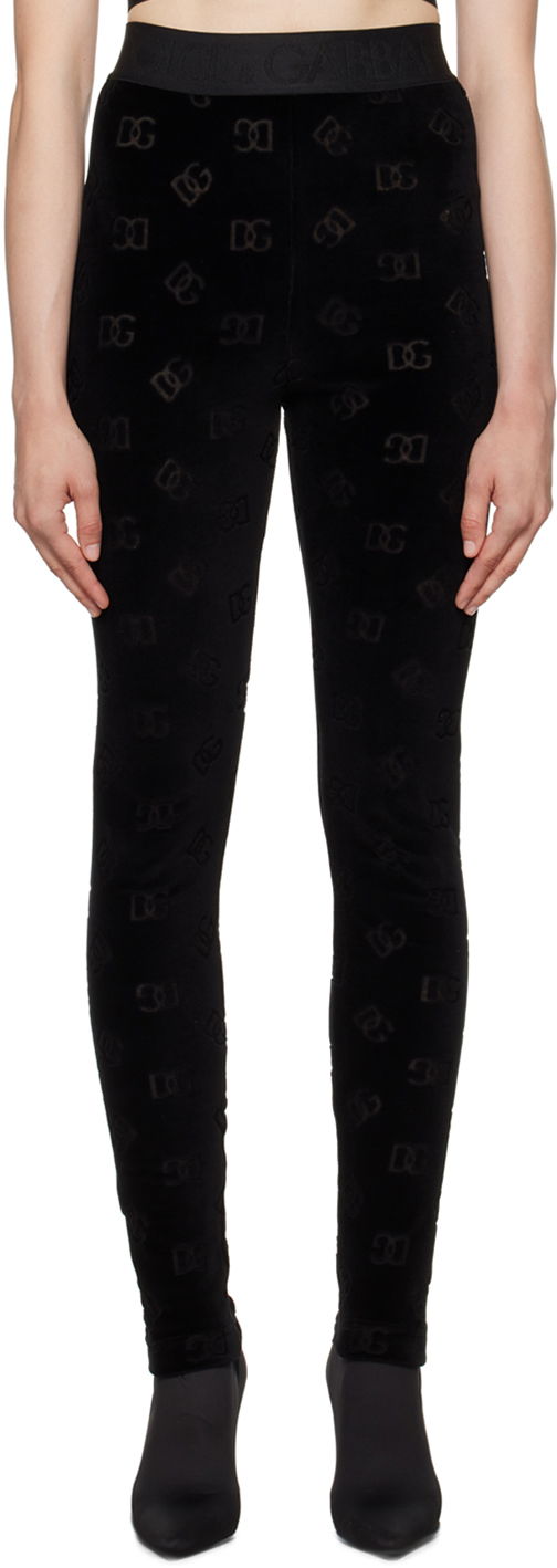 Pajkice Dolce & Gabbana Black Flocked Leggings Črna | FTCQKT FJ7DL