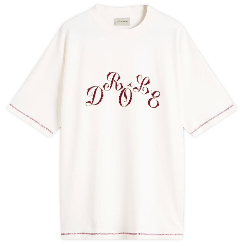 Majica Drôle de Monsieur Stagger Logo T-Shirt, Size Large Bela | H-TS264-CO002-OW
