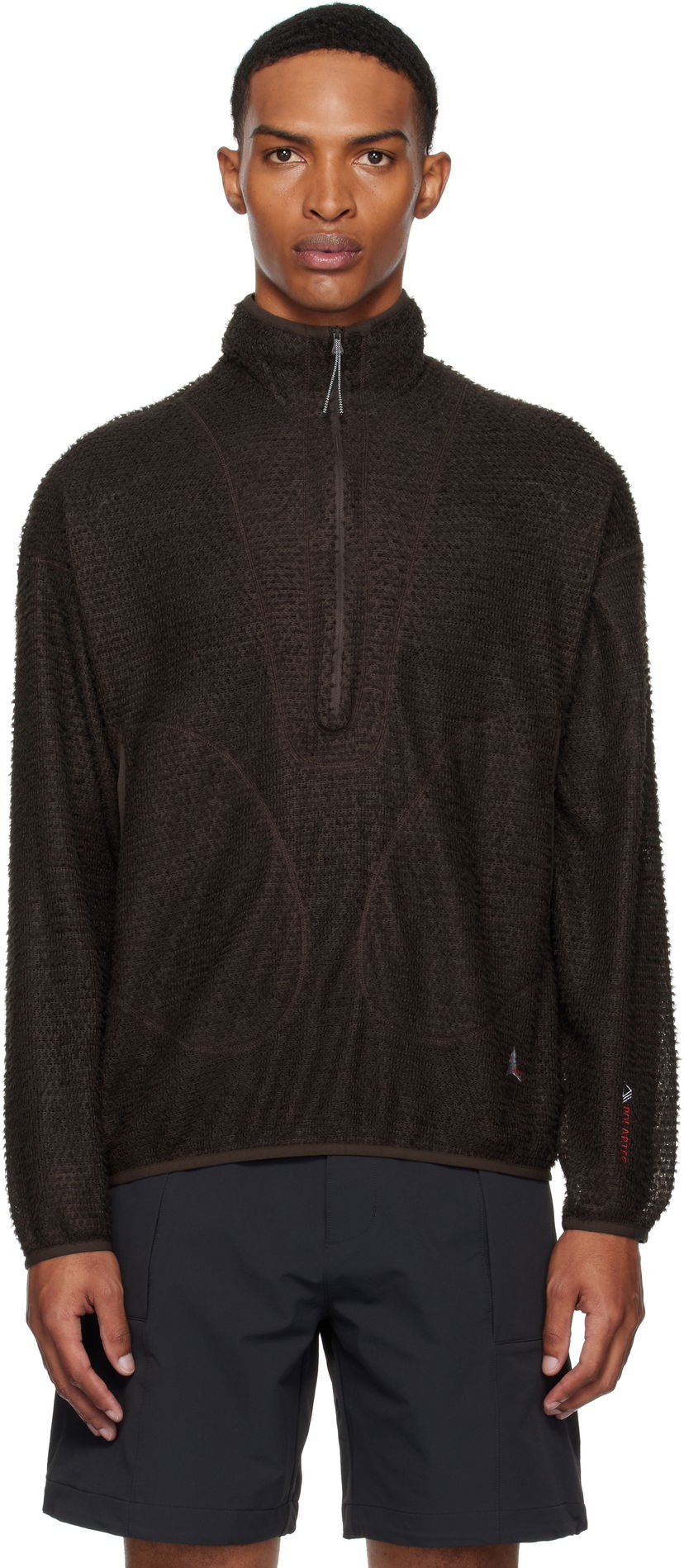 Pleteni pulover ROA ROA Alpha Direct Half Zip Sweater Rjava | RBMW0370FA262