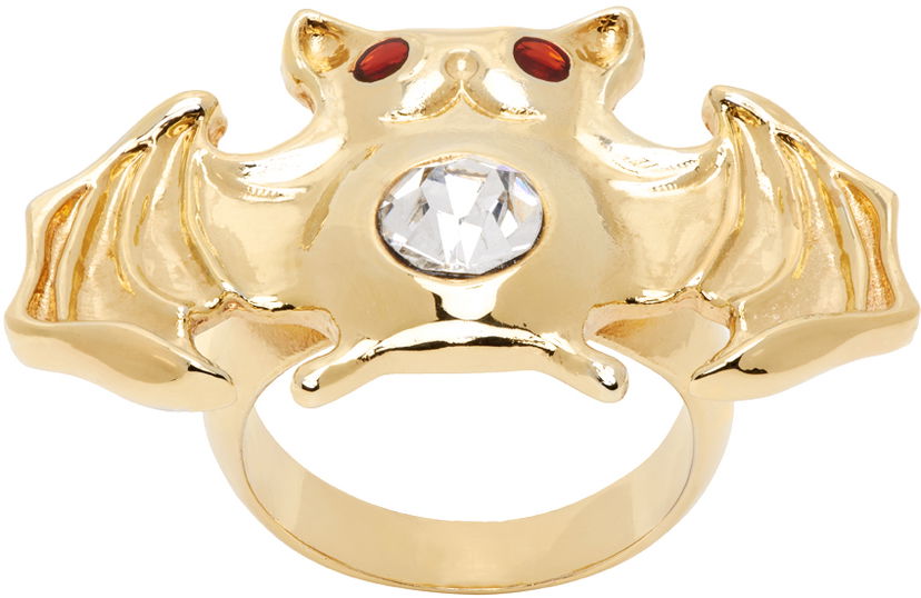 Prstan Chopova Lowena Gold Ring With Bat And Crystal Kovinski | 6456